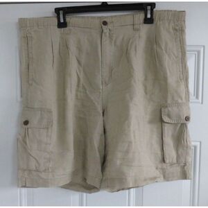 Mens Tommy Bahama‎ 100% Linen Shorts Brown T8229 Cargo Pockets Sz S (38)